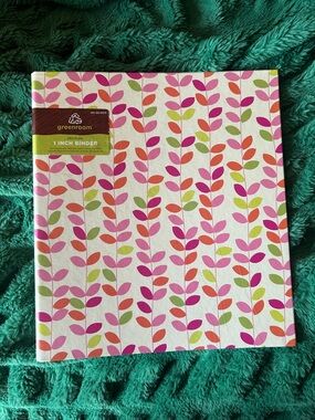Vegan Greenroom 1-Inch Binder in Pink & Green Leaf Pattern recycled